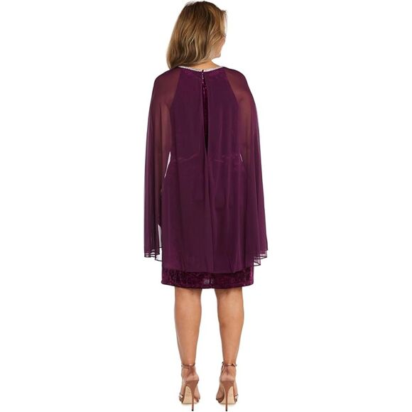R&M Richards Plum Short Cocktail Mother of the Bride Cape Dress.  Sz 6 - Picture 3 of 13